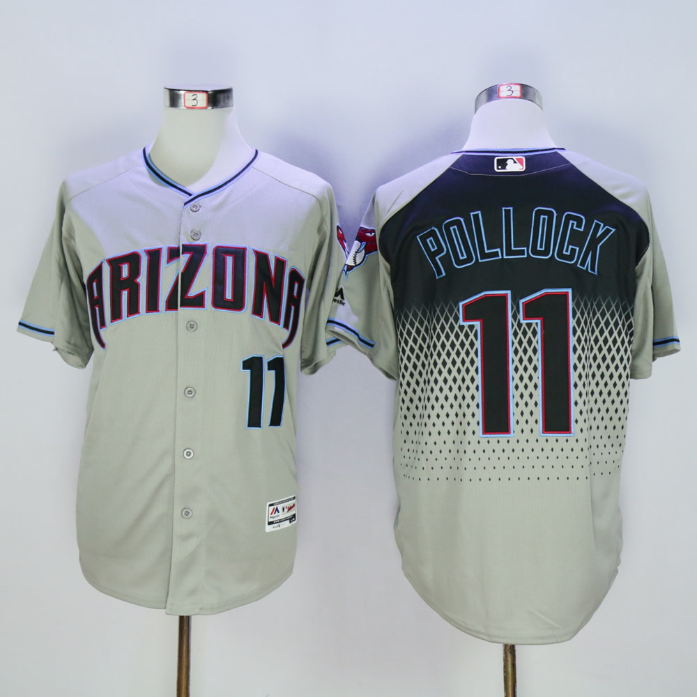 Men Arizona Diamondback 11 Pollock Grey MLB Jerseys